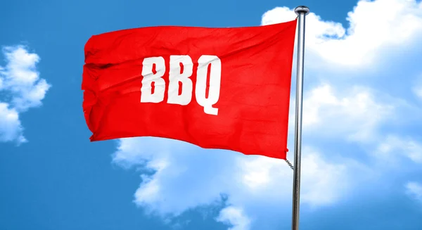 Fond de panneau de barbecue, rendu 3D, un drapeau rouge — Photo