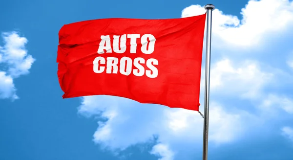 Auto cross sign background, 3D rendering, a red waving flag — Stock Photo, Image