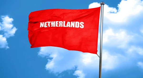 Saludos desde los Países Bajos, 3D rendering, una bandera ondeante roja —  Fotos de Stock