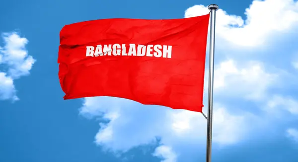 Saluti dal bangladesh, rendering 3D, una bandiera rossa sventolante — Foto Stock