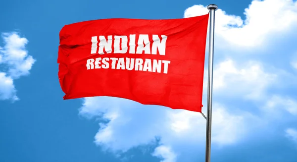 Delicioso restaurante indiano, renderização 3D, uma bandeira acenando vermelho — Fotografia de Stock
