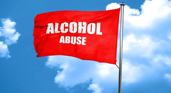 Signo de abuso de alcohol, representación 3D, una bandera roja ondeando —  Fotos de Stock