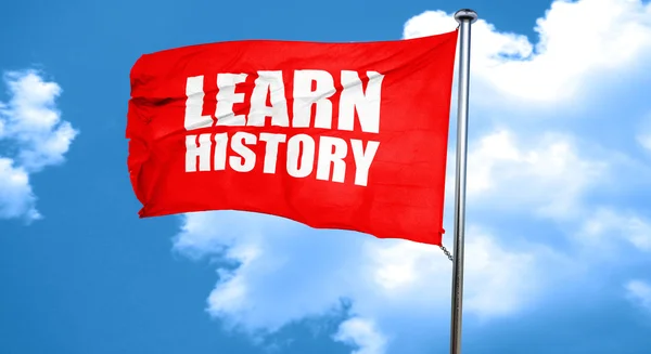Učit historii, 3d vykreslování, červená vlající vlajka — Stock fotografie