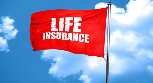 Lebensversicherung, 3D-Rendering, eine rote Fahne schwenkend — Stockfoto