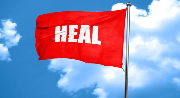 Heal, 3D rendering, una bandera roja ondeando — Foto de Stock