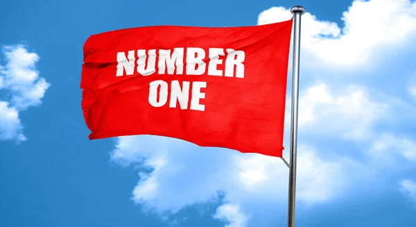 Number one sign, 3D rendering, a red waving flag — Stock Photo, Image