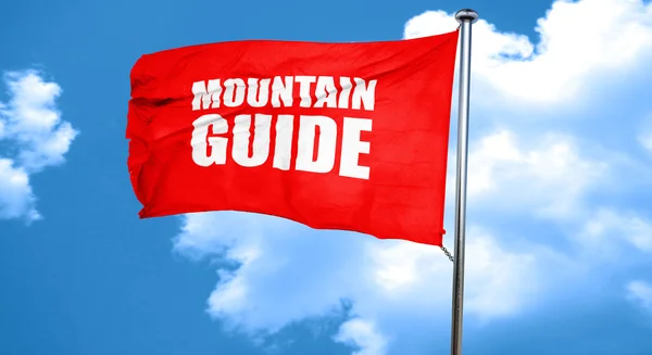 Guida alpina, rendering 3D, bandiera rossa sventolante — Foto Stock