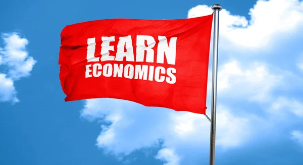 Ismerje meg a közgazdaságtan, 3d-leképezést, hullámzó piros zászló — Stock Fotó