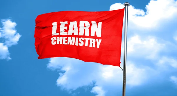 Aprender química, representación 3D, una bandera ondeante roja — Foto de Stock