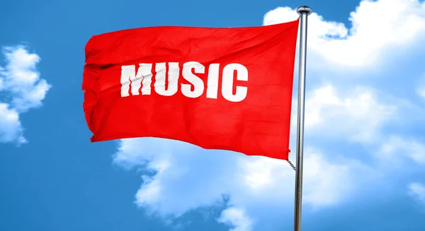 Música, representación 3D, una bandera ondeante roja —  Fotos de Stock