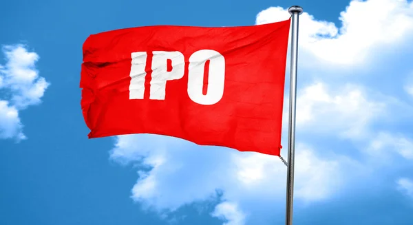 Ipo, representación 3D, una bandera ondeante roja — Foto de Stock