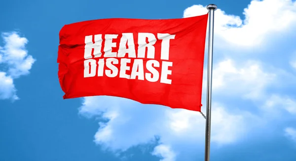 Heart disease, 3D rendering, a red waving flag — Stock Photo, Image