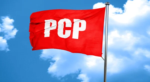 PCP, 3d render, bir kırmızı bayrak sallıyor — Stok fotoğraf