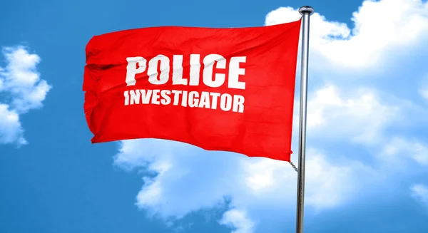 Investigador policial, representación 3D, una bandera roja ondeando — Foto de Stock