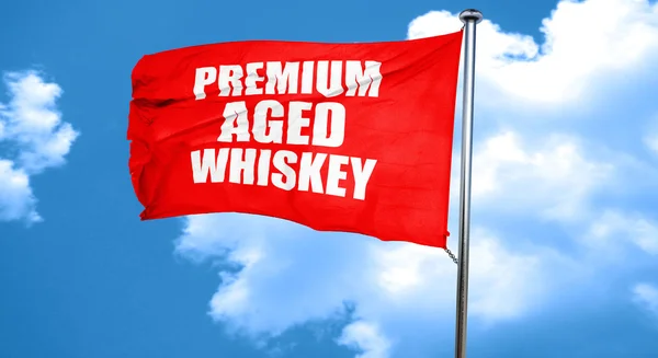 Prémium érlelt whisky, 3d-leképezést, hullámzó piros zászló — Stock Fotó