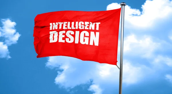 Intelligentes Design, 3D-Darstellung, eine rote Flagge schwenkend — Stockfoto