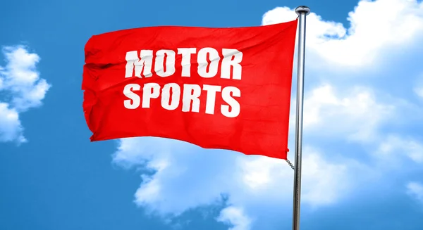 Μηχανοκίνητος Αθλητισμός, 3d rendering, ένα κόκκινο κυματίζει σημαία — Φωτογραφία Αρχείου