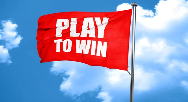 Giocare per vincere, rendering 3D, una bandiera rossa sventolante — Foto Stock