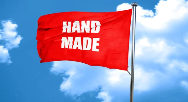 Sinal feito à mão, renderização 3D, uma bandeira acenando vermelho — Fotografia de Stock