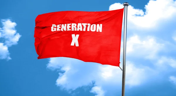 Generation x Wort, 3D-Darstellung, eine rote Flagge schwenkend — Stockfoto