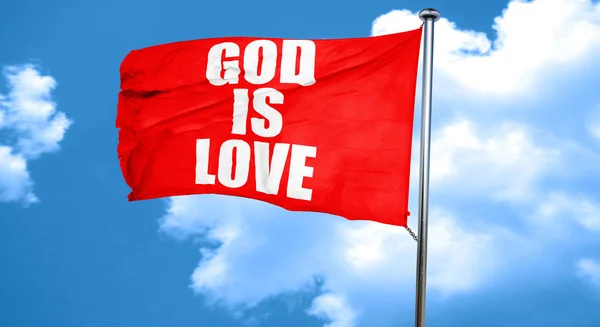 God is love, 3D rendering, a red waving flag — Stock Photo, Image