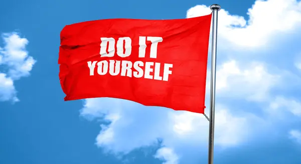 Do it yourself, 3D rendering, a red waving flag — Stock Photo, Image