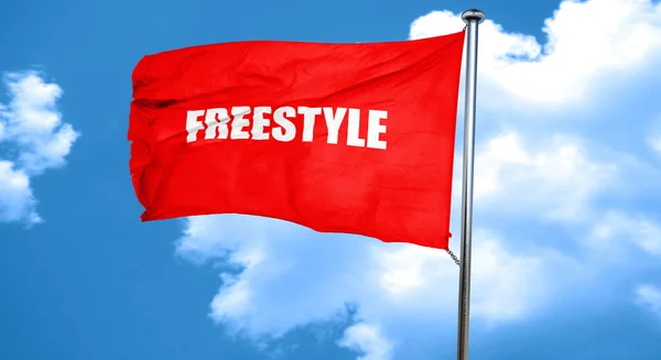 Freestyle, 3D rendering, una bandera ondeante roja —  Fotos de Stock