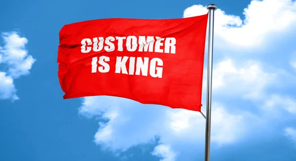Klient jest królem, renderowania 3d, czerwony flaga macha — Zdjęcie stockowe