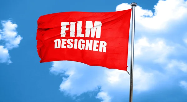 Diseñador de cine, representación 3D, una bandera ondeante roja —  Fotos de Stock