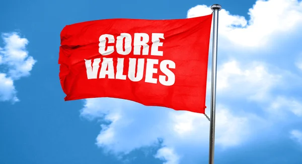 Core values, 3D rendering, a red waving flag — Stock Photo, Image