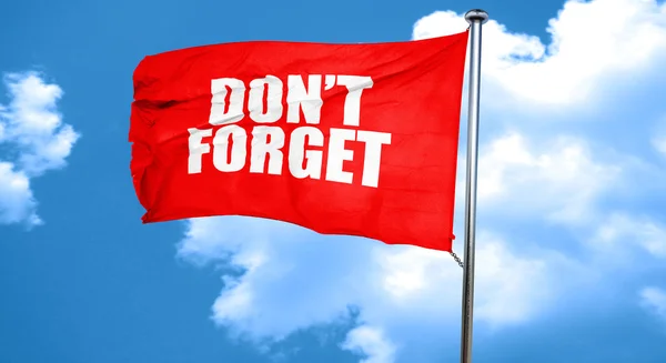 No se olvide, representación 3D, una bandera ondeante roja — Foto de Stock