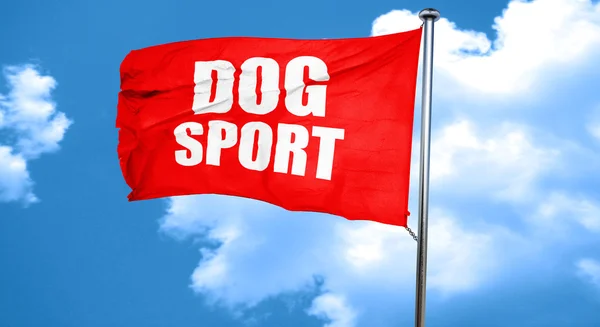 Pies sport, renderowania 3d, czerwony macha flagą — Zdjęcie stockowe