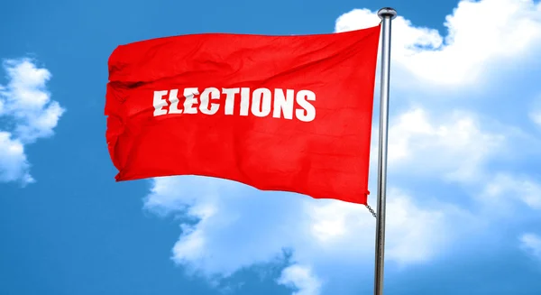 Elecciones, representación 3D, una bandera roja ondeando — Foto de Stock