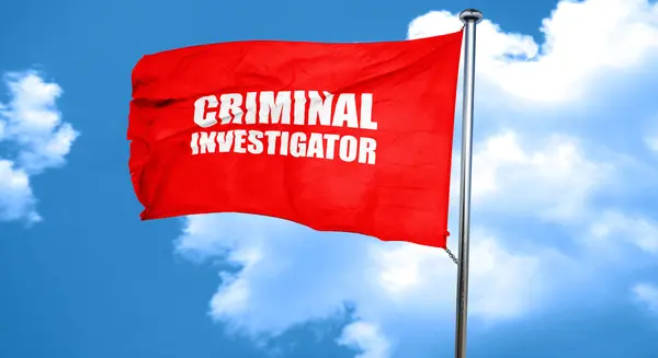 Investigatore criminale, rendering 3D, bandiera rossa sventolante — Foto Stock
