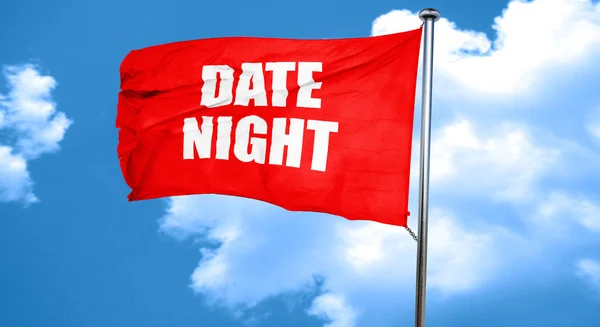 Fecha noche, representación 3D, una bandera ondeante roja — Foto de Stock