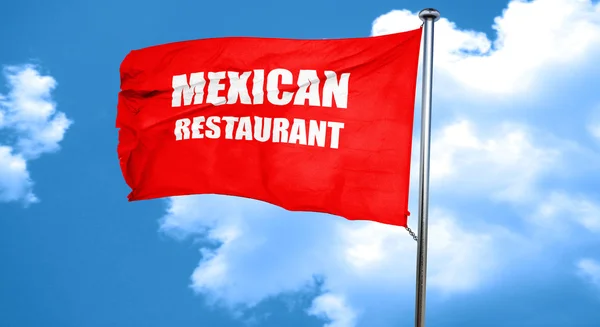 Delicious mexican cuisine, 3D rendering, a red waving flag — Stock Photo, Image