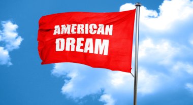 Amerikan rüyası, 3d render, bir kırmızı bayrak sallıyor