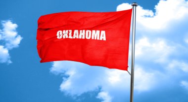 Oklahoma, 3d render, bir kırmızı bayrak sallıyor