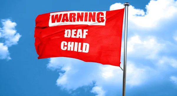 Taube Kinderzeichen, 3D-Darstellung, eine rote Fahne schwenkend — Stockfoto