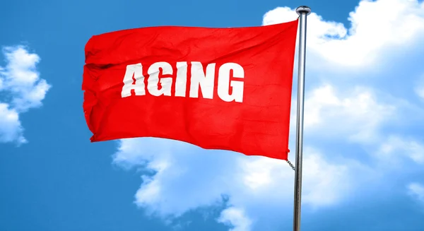 Åldrande, 3d-rendering, en röd viftande flagga — Stockfoto