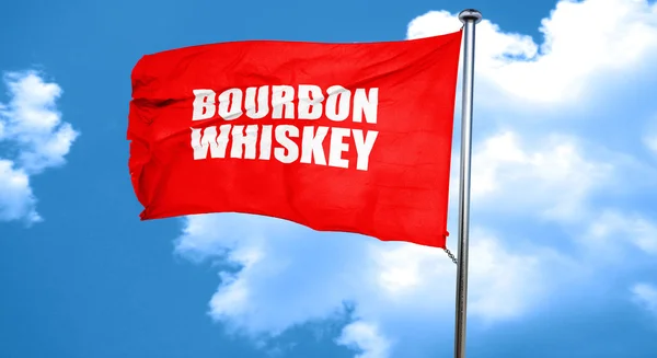 Whisky bourbon, rendu 3D, un drapeau rouge — Photo