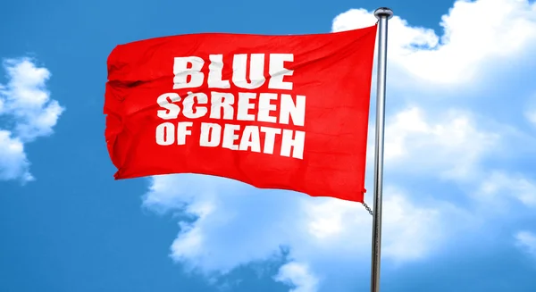 Mavi perde-in ölüm, 3d render, bir kırmızı bayrak sallıyor — Stok fotoğraf