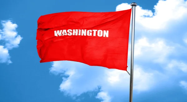 Washington, 3d render, bir kırmızı bayrak sallıyor — Stok fotoğraf