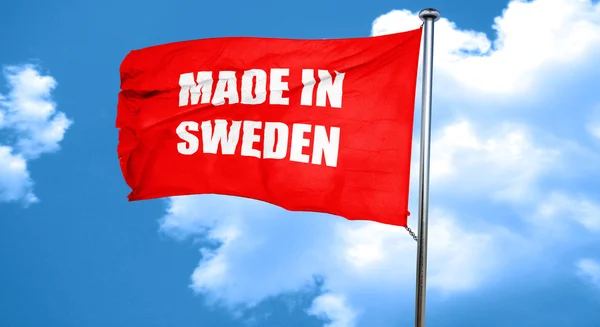 Зроблено в Швеції, 3d-рендерінг, червоний розмахував прапором — стокове фото
