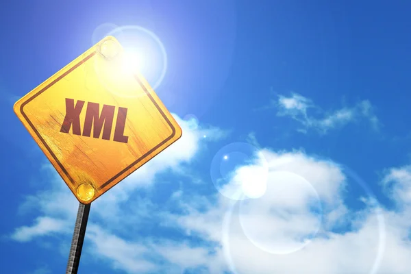XML, 3D-rendering, een gele verkeersbord — Stockfoto