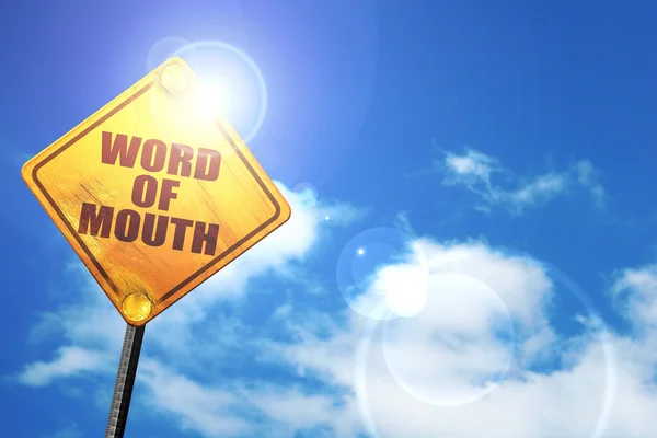 Word of mouth, 3D rendering, a yellow road sign — Stock Photo, Image