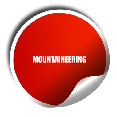 moutaineering, 3d render, beyaz yazı ile kırmızı etiket