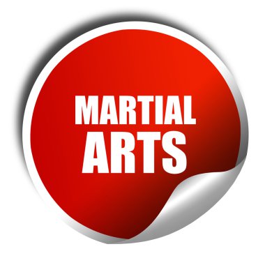 Dövüş sanatları, 3d render, beyaz yazı ile kırmızı etiket