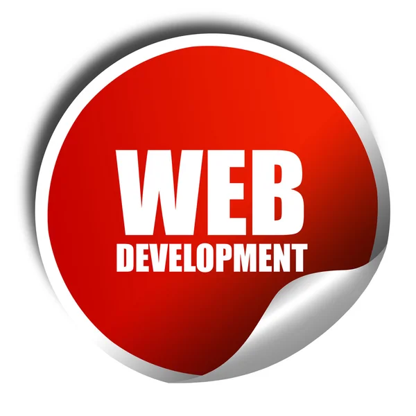 Webbutveckling, 3d-rendering, rött klistermärke med vit text — Stockfoto