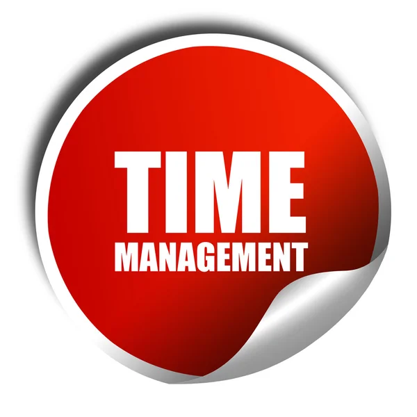 Time management, 3D rendering, red sticker with white text — Stock Photo, Image